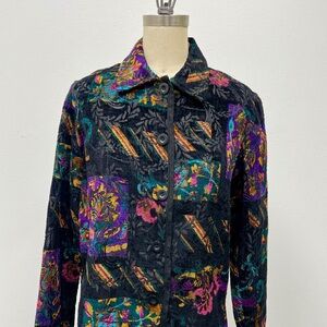 Coldwater Creek Black and Jewel Tone Textured Jacket
